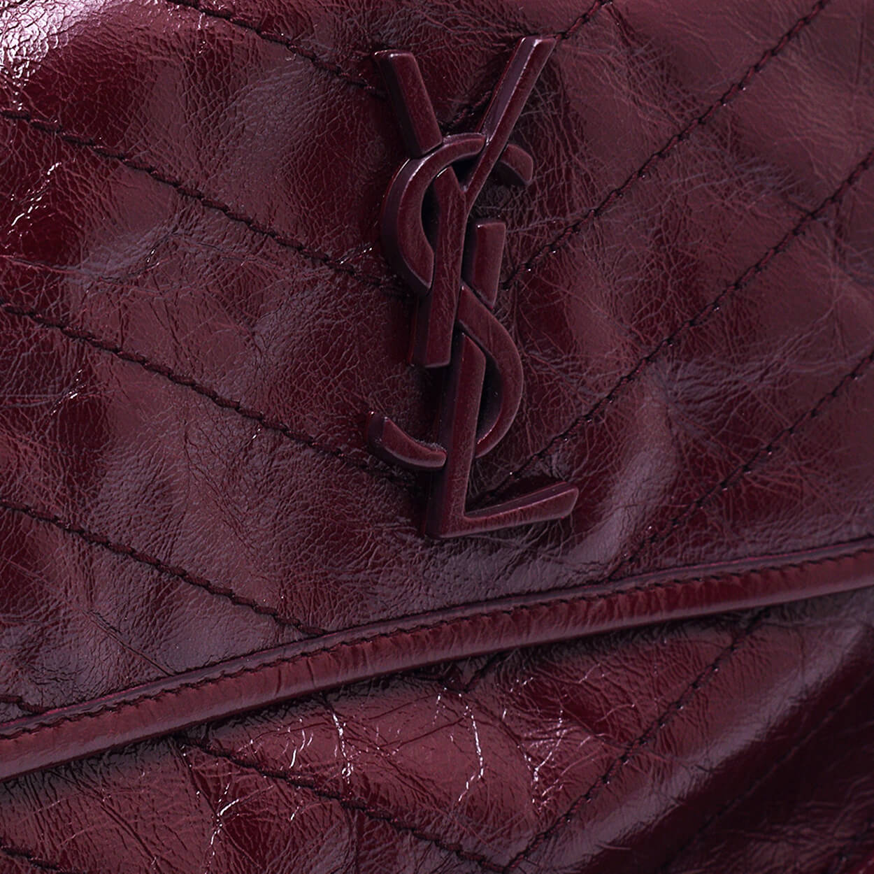 Saint Laurent-Bordeaux Leather Large Niki Shoulder Flap Bag 